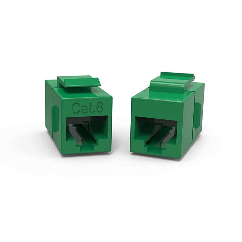 Cat6 RJ45 Inline Coupler with Keystone Latch FemaleFemale 5Pack Green
