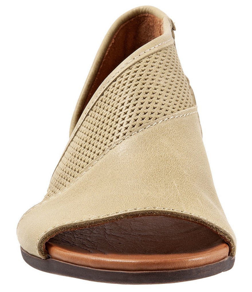 Bueno Tahiti Perforated Leather Asymmetrical Slip-On Sandals