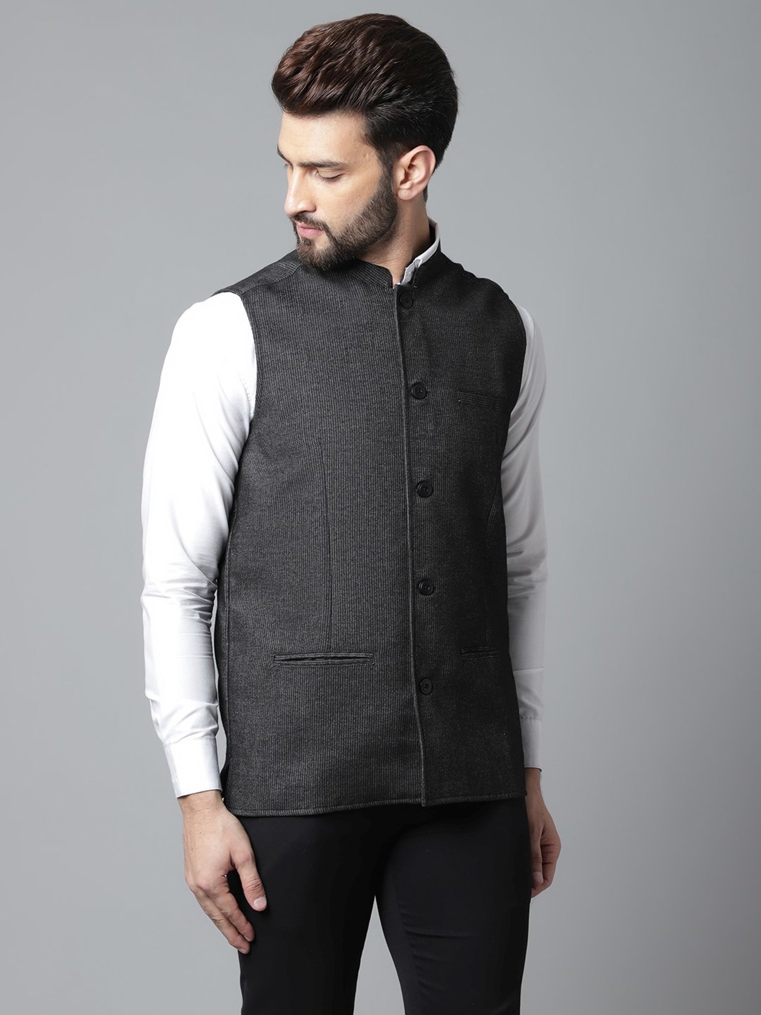 Even Black Regular Fit Nehru Jacket