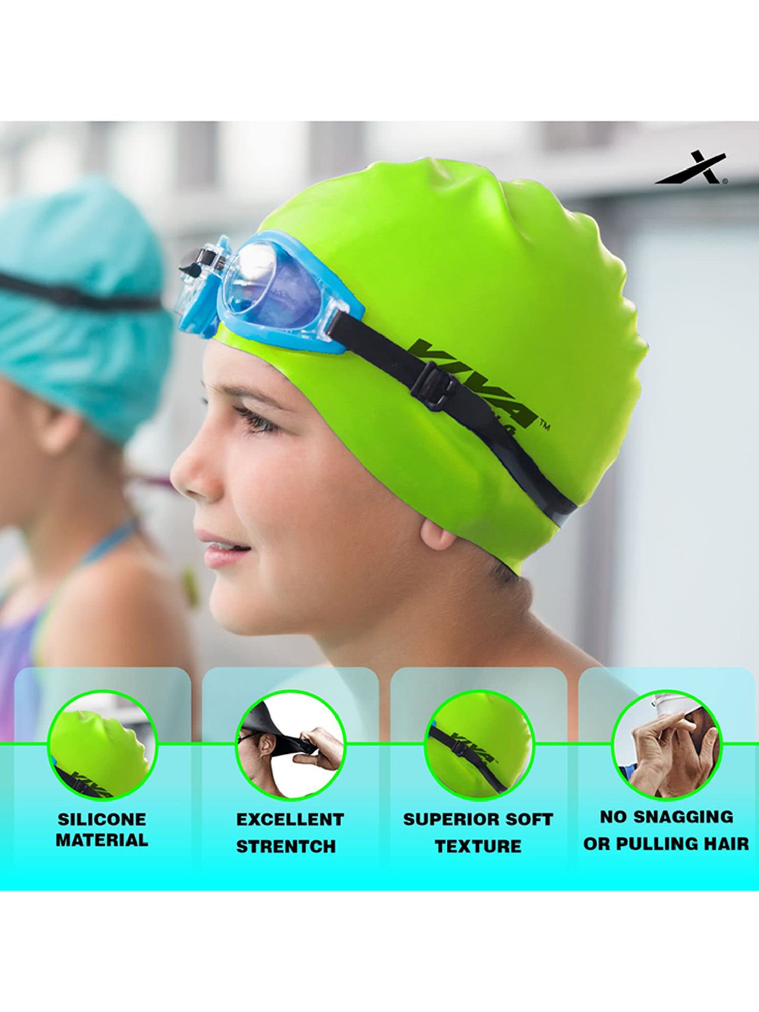 Viva Swimming Anti-Fog UV Protection Kit Swim Goggles, Caps and Ear plug Combo Set (Multicolor)