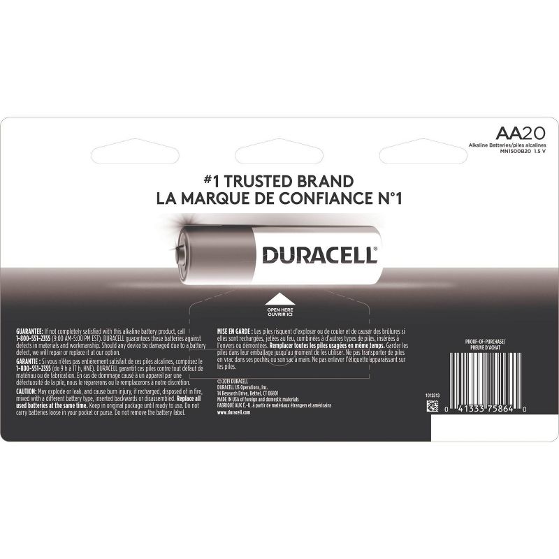 Duracell Coppertop AA Batteries - 20 Pack Alkaline Battery