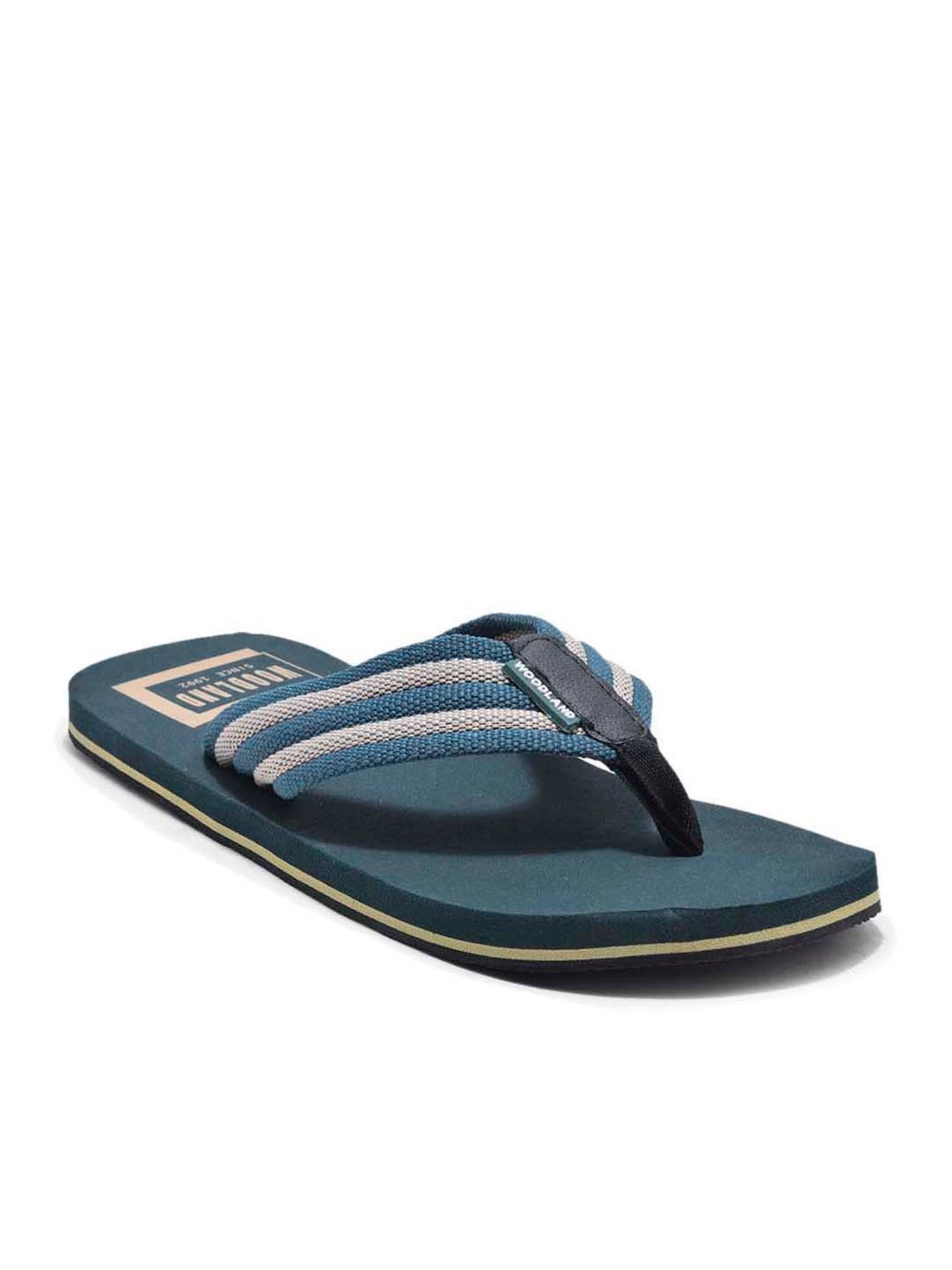 Woodland Men's Teal Green & White Flip Flops