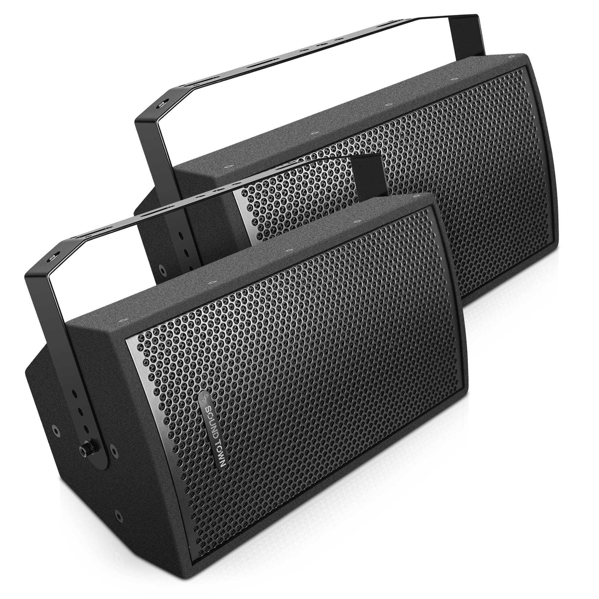 Sound Town Pair of CARME Series 8" 350W 2-Way Professional PA DJ Speakers, Black with Compression Drivers and U Brackets for Installation, Live Sound, Karaoke, Bar, Church (CARME-U108B-PAIR)