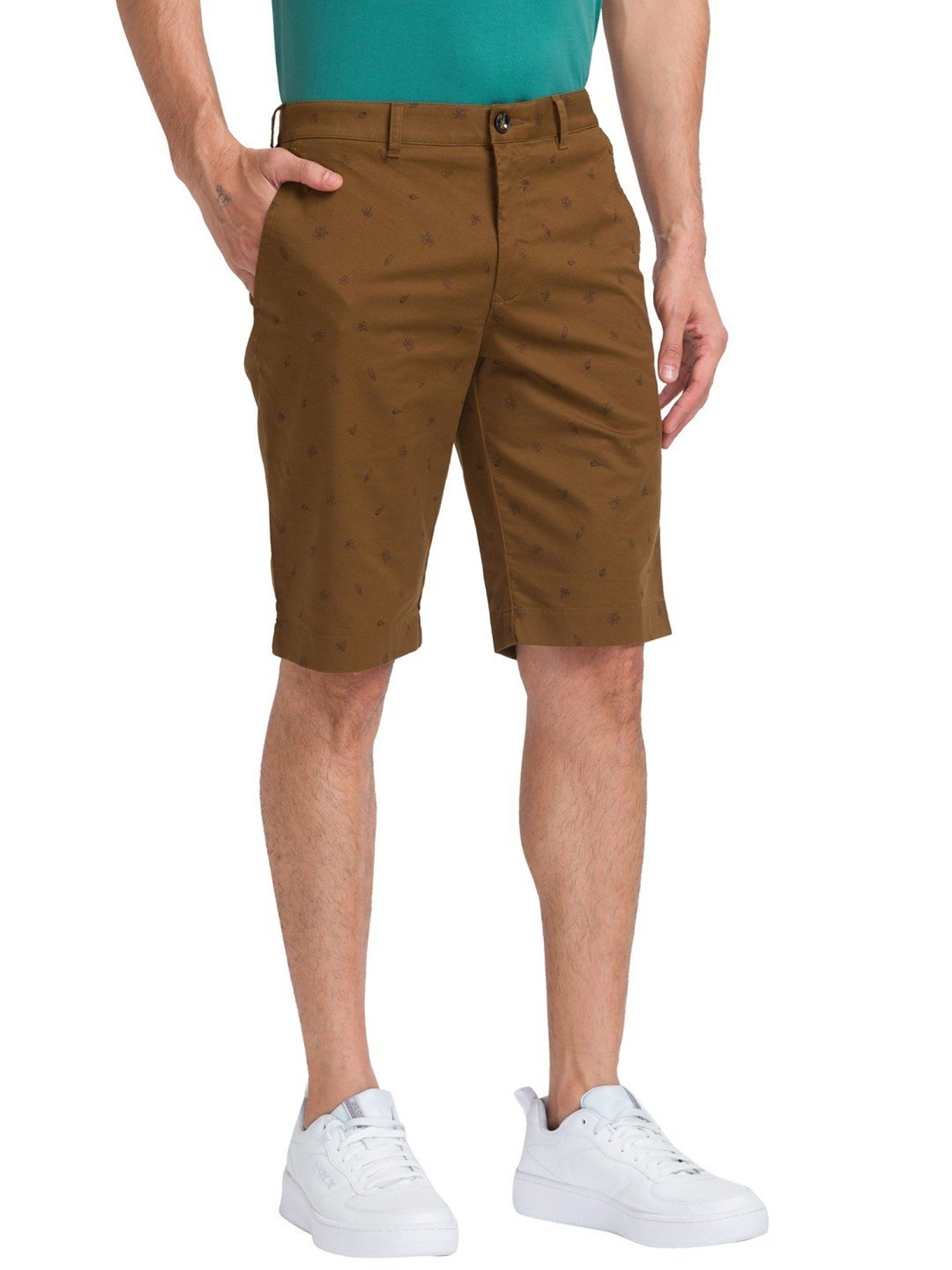 ColorPlus Brown Contemporary Fit Printed Shorts