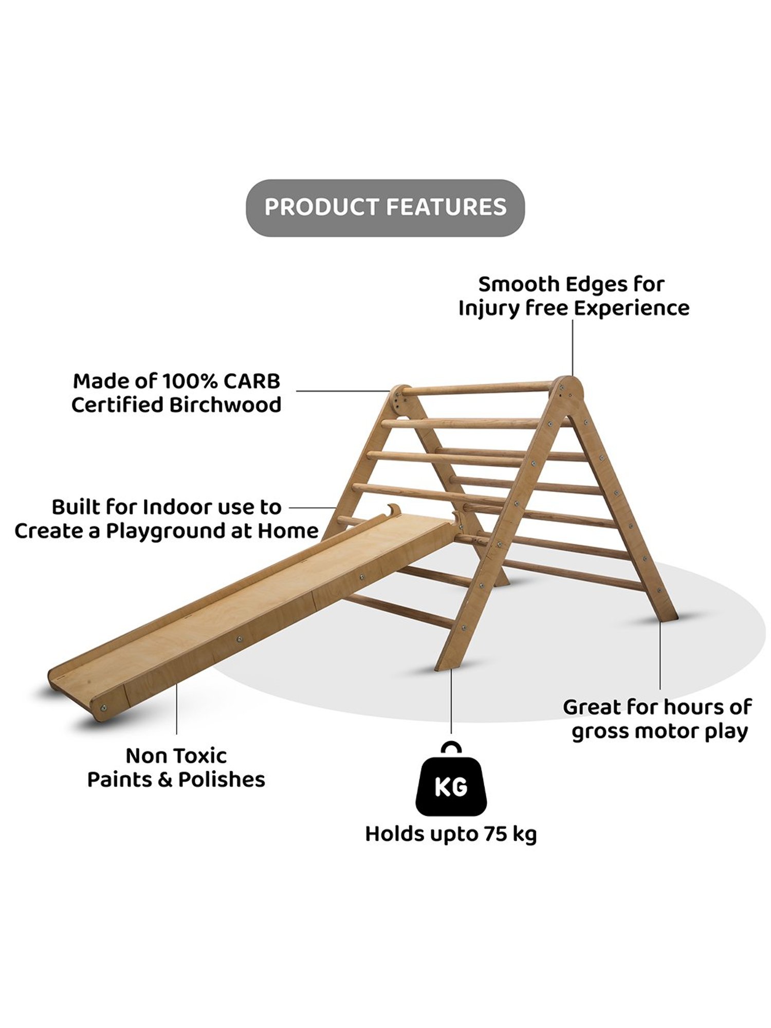 Kiddery White Montessori Inspired Triangle Pikler (Age 6 month)