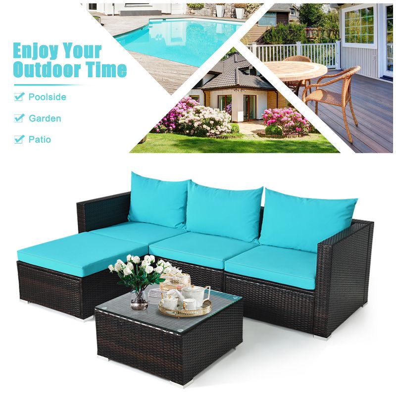 7pc Studio Shine Collection Patio Conversation Set with Sofa, 4 Armchairs & 2 Tables - W Unlimited