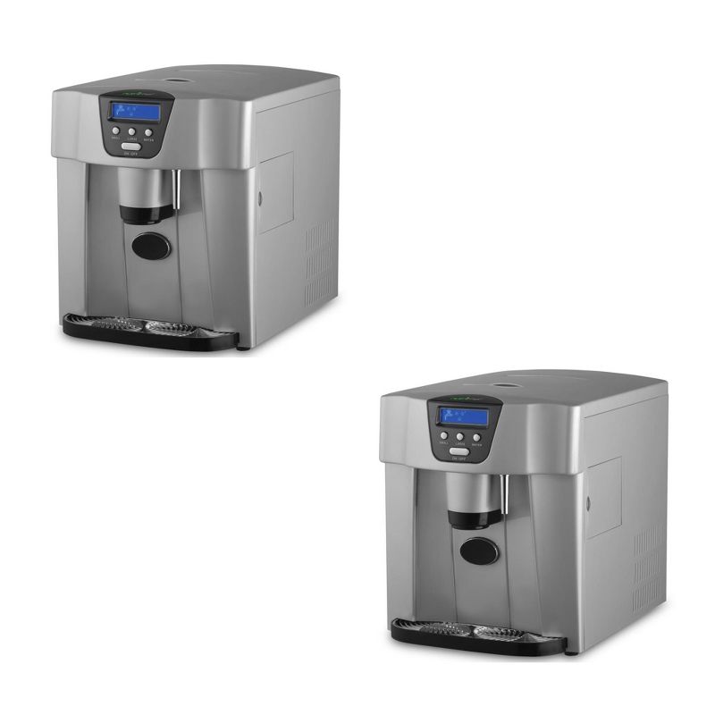 NutriChef PICEM75 Home/Office 2 in 1 Countertop Compact Portable Electric Ice Cube Maker and Water Dispenser Machine with Scoop (2 Pack)