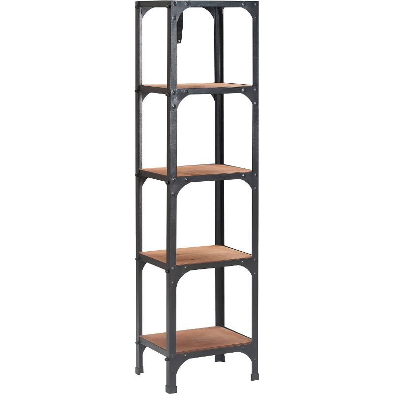 64" Overland Bookshelf Wood and Black Metal - Serta