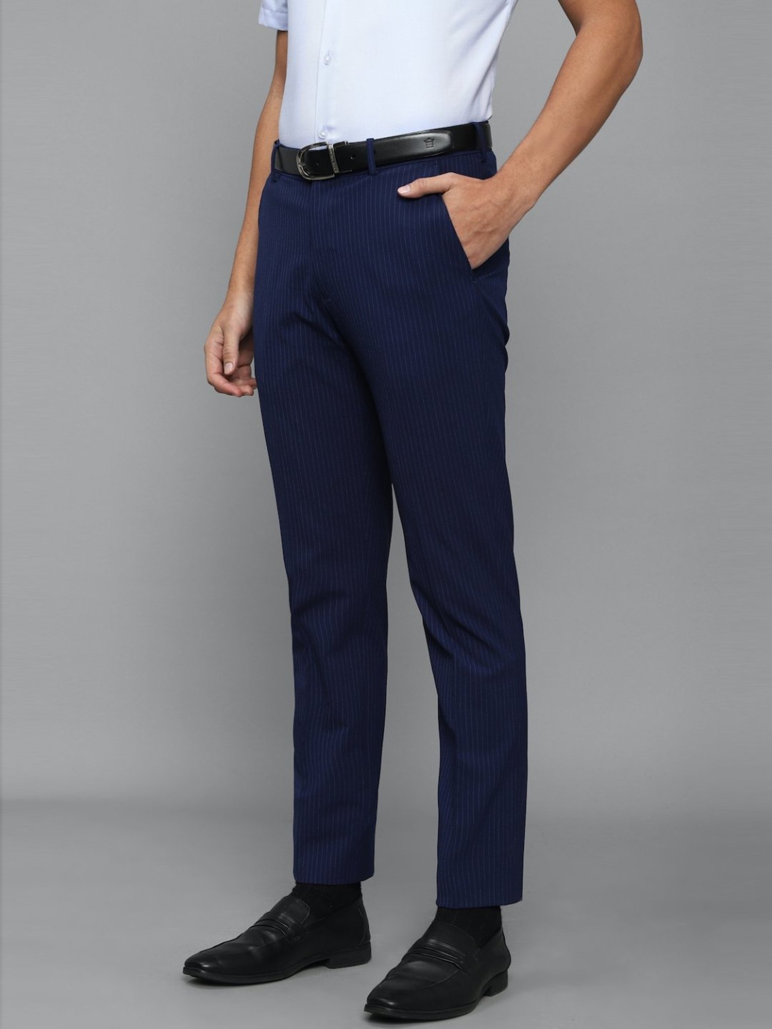 Louis Philippe Navy Blue Slim Fit Trousers