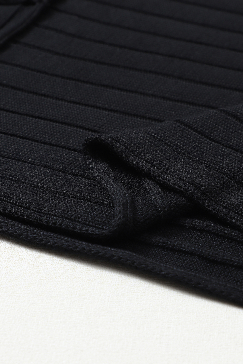 Black Ribbed Knit 3/4 Sleeve Dolman Sweater