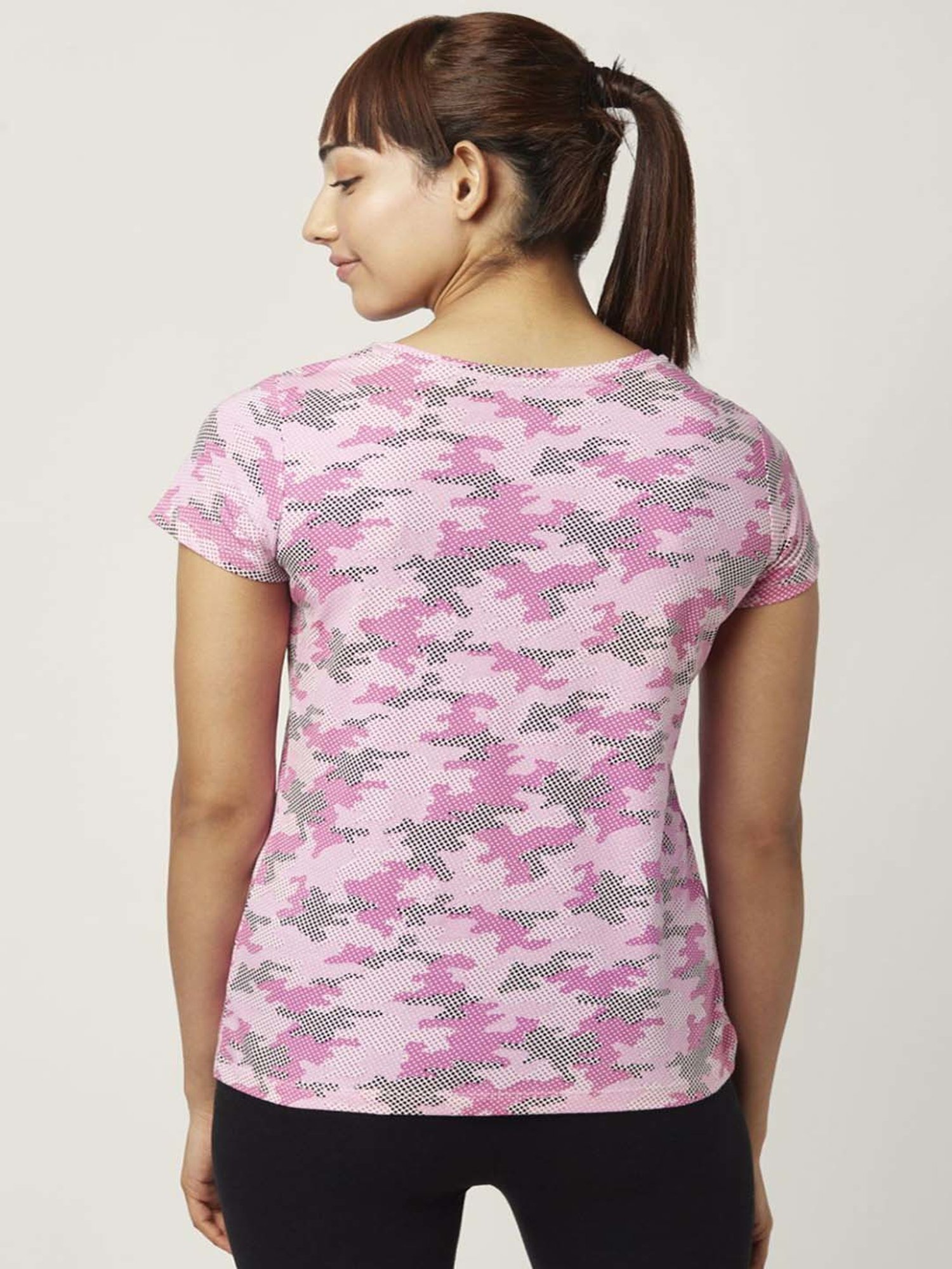 Ajile by Pantaloons Lilac & Pink Cotton Printed Sports T-Shirt