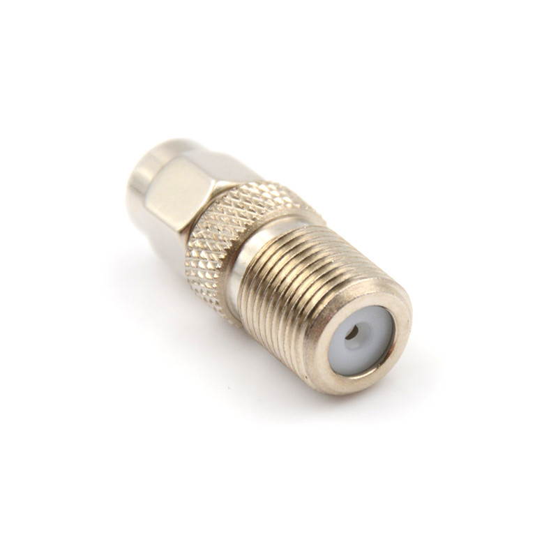 F Type Female to SMA Male Plug Coaxial Adapter Connector Silver Tone
