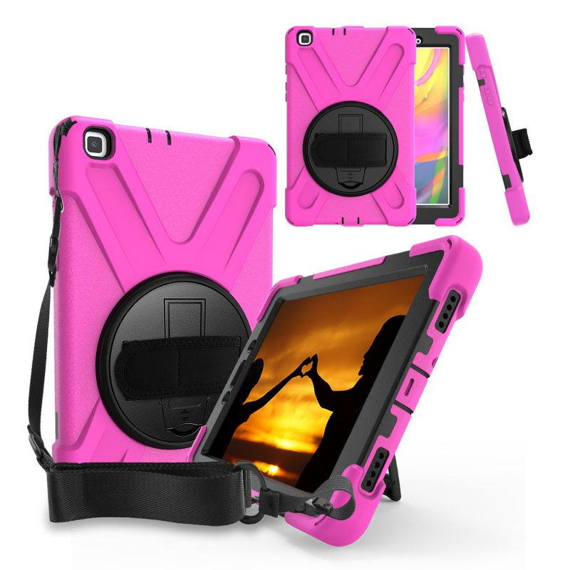 Galaxy Tab A 8.0 T290 Case, Heavy Duty Rugged Shield Case, Shockproof Drop Protection Kickstand Handstrap Shoulderstrap For Samsung Galaxy Tab A 8.0 2019 SM-T290 [Black]