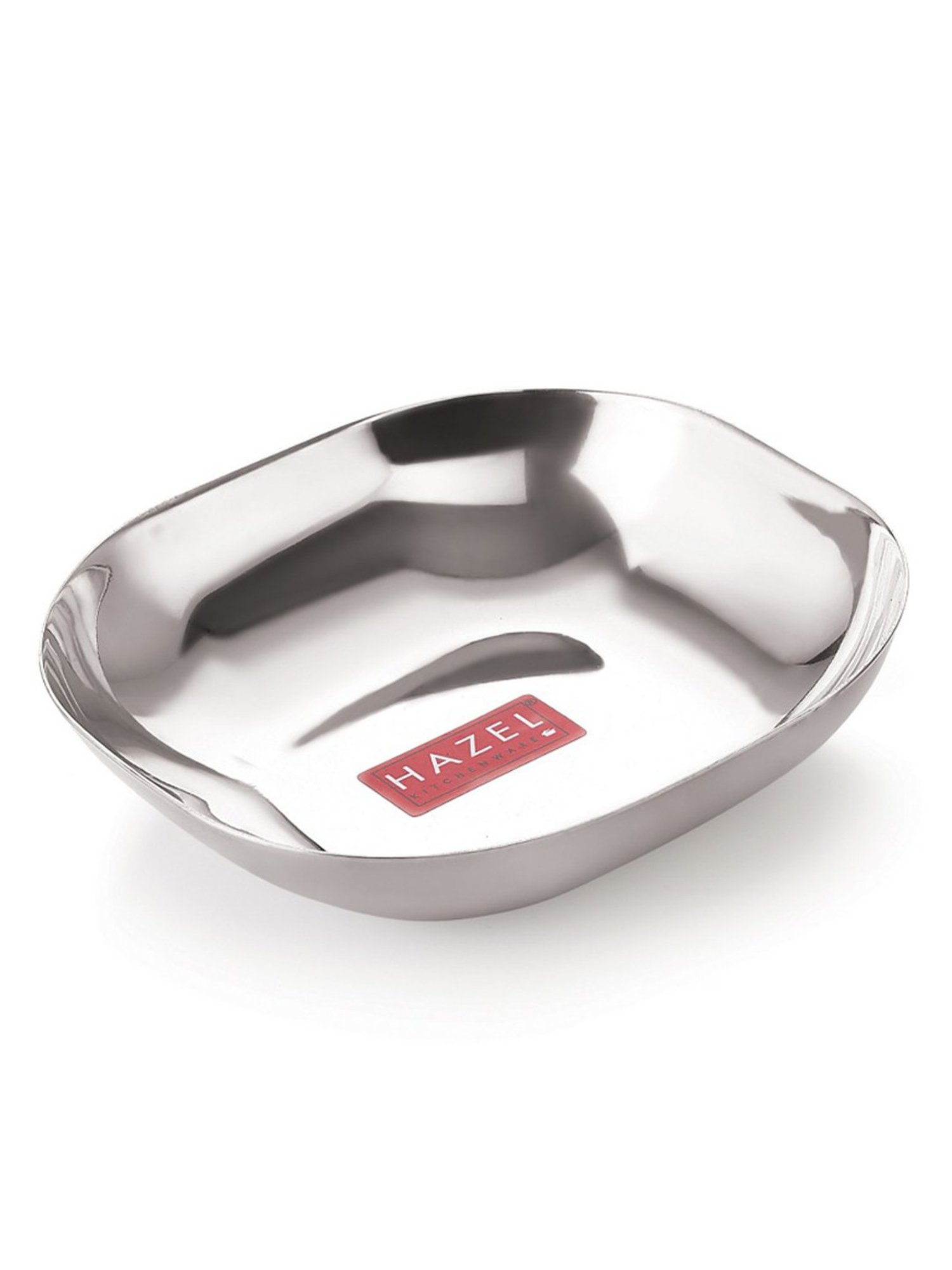 HAZEL Silver Stainless Steel Square Shaped Bowl for Snacks (400ml)