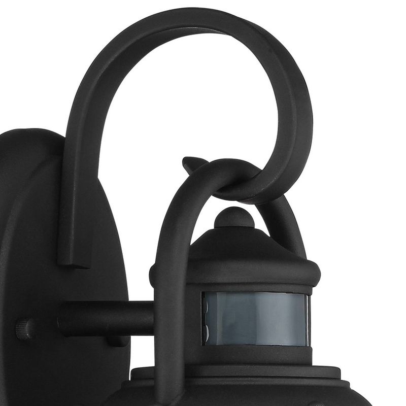 John Timberland Nautical Outdoor Wall Light Fixture Textured Black Cage 12" Clear Ribbed Glass Motion Security Sensor for House Deck Porch