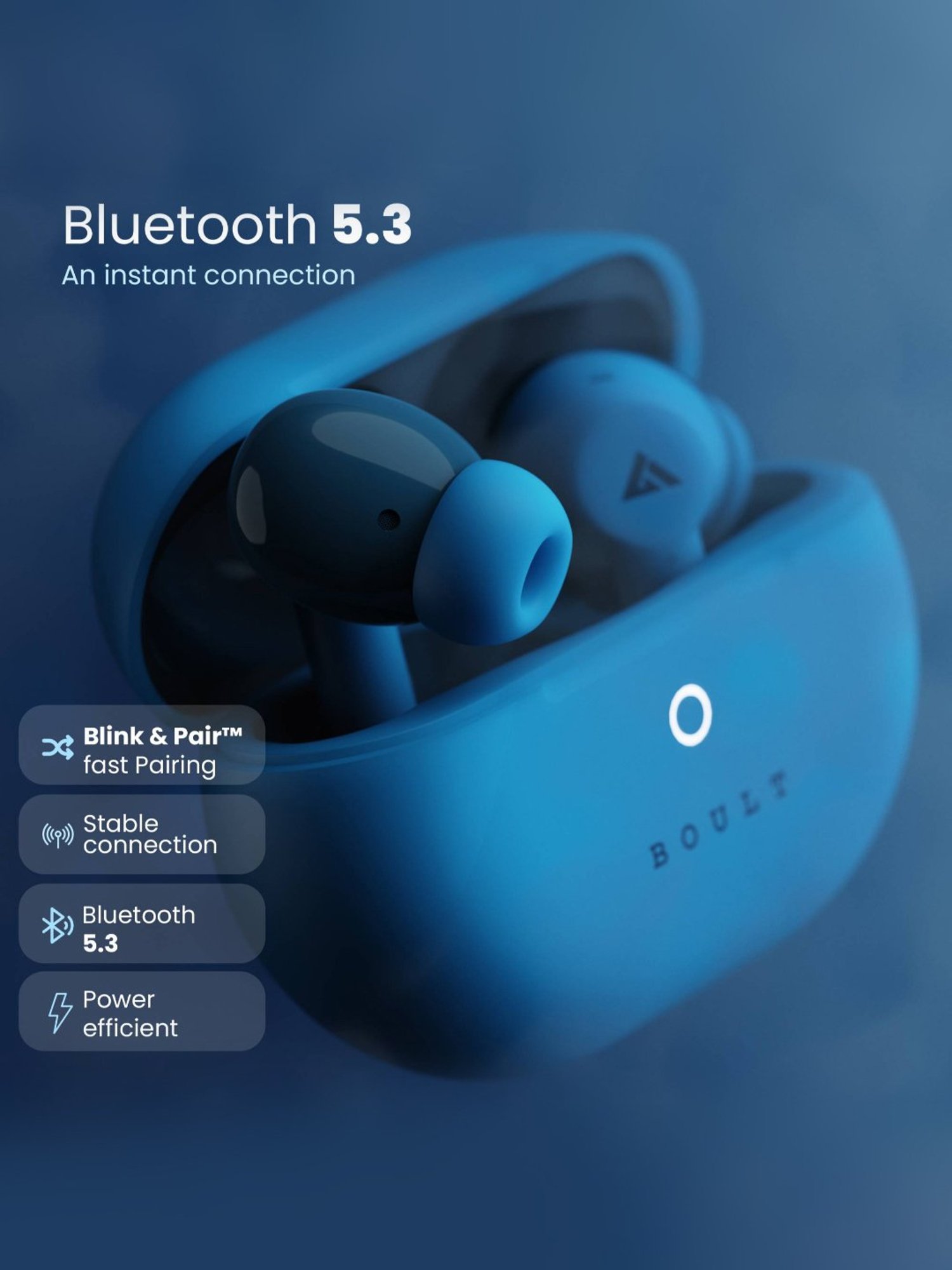 Boult Audio W40 In Ear BT Earbuds with Quad Mic ENC & 48H Battery Life (Denim Blue, True Wireless)