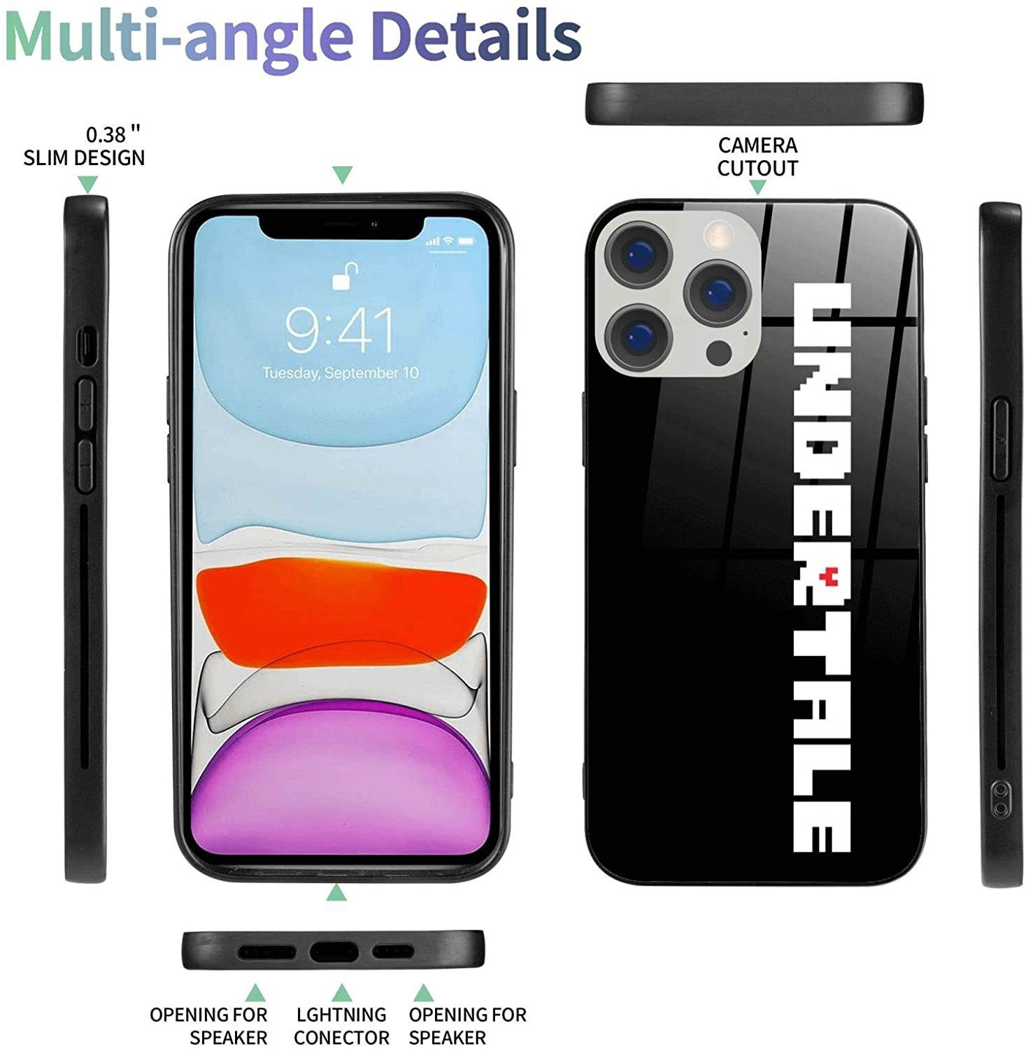 Undertale Sans Compatible with iPhone 12 Series Case Protective Shockproof Slim Soft TPU + Glass IP12-6.1