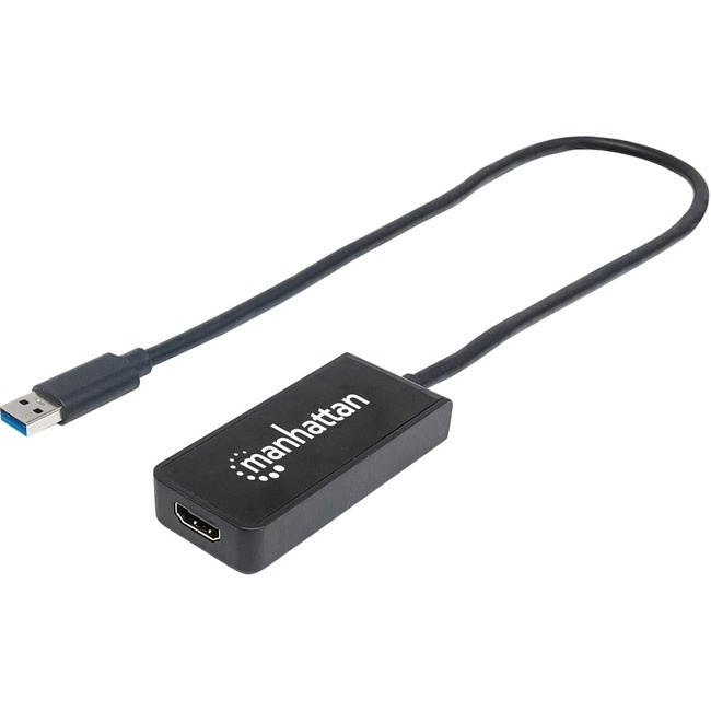 Manhattan SuperSpeed USB 3.0 to HDMI Adapter - Converts SuperSpeed USB 3.0 A to HDMI Output, Black