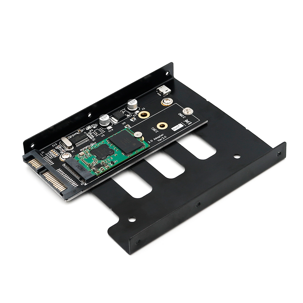 Adapter, NGFF(M.2) Key B SSD to 2.5" SATA, with a 3.5 Hard Drive Bracket and Micro USB Cable