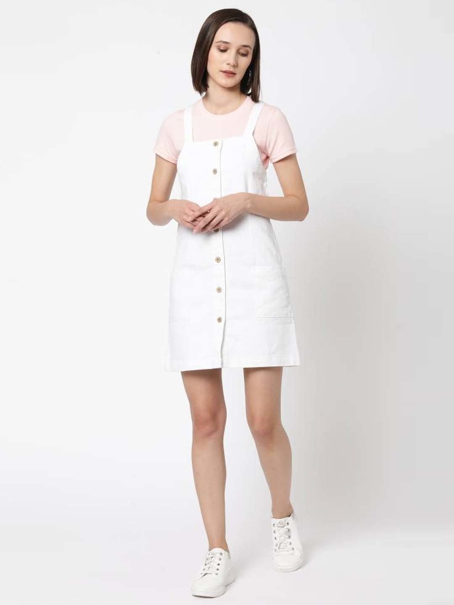 VASTRADO White Cotton Pinafore Dress