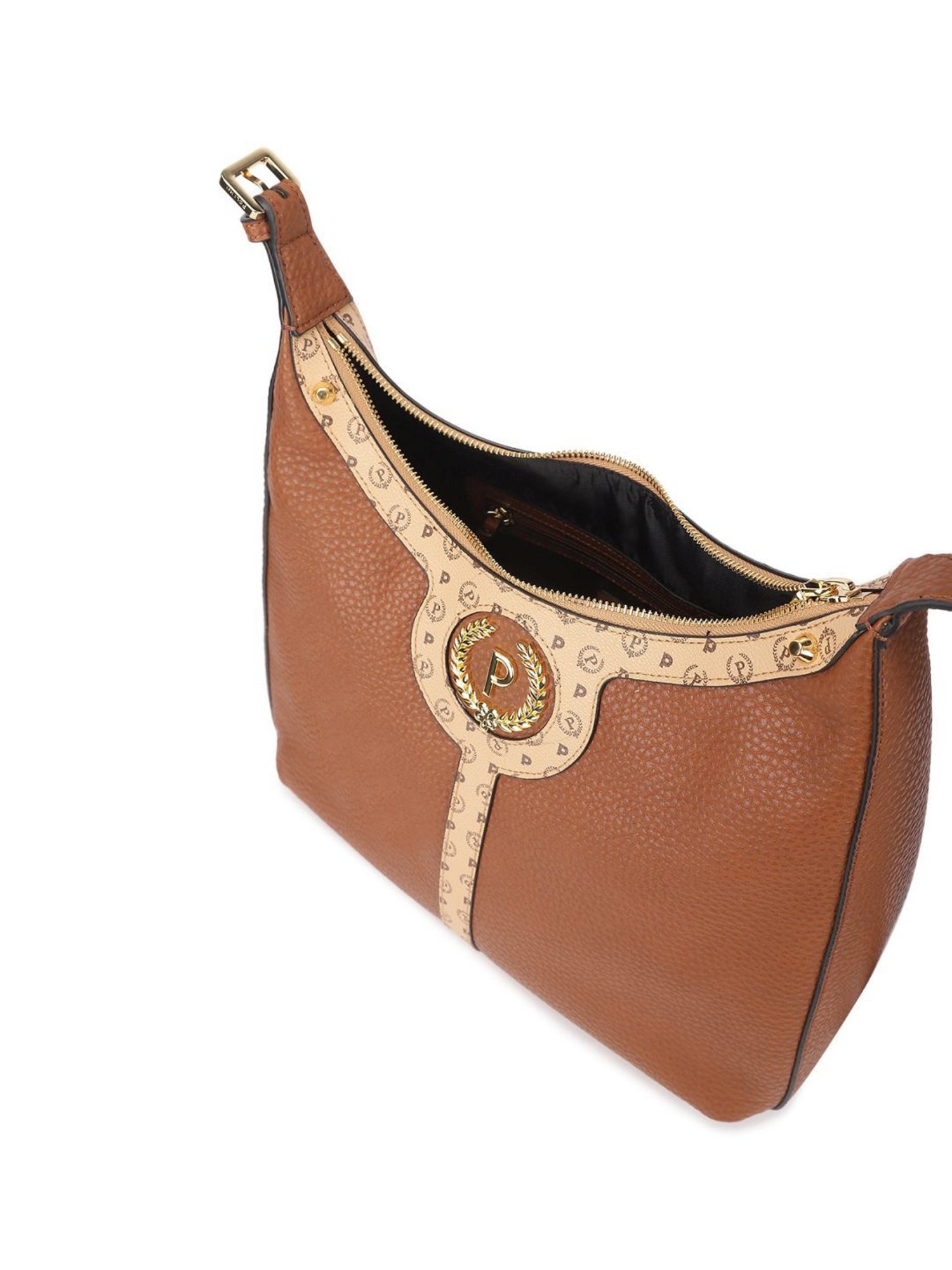 Pollini Brown Printed Large Hobo Bag