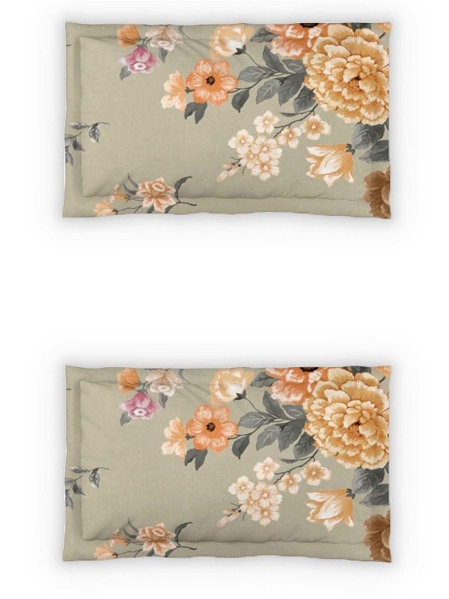 DDecor Floral Orange 150 TC Cotton King Bedsheet with 2 Pillow Covers