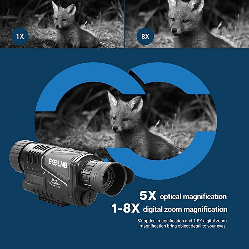 40mm Night Vision Monocular 5X Digital Infrared Monocular 1.5&rdquo; LCD Take Photos/Videos and Playback with 16G for Hunting Security Surveilla