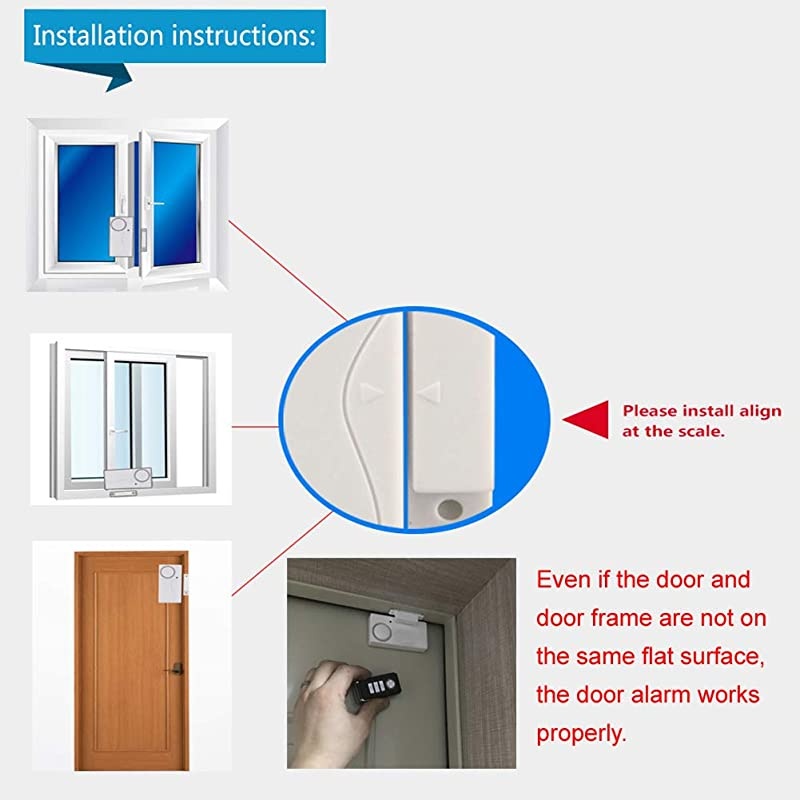 Wireless Remote Door Alarm, Windows Open Alarms,Magnetic Security Sensor, Pool Door Alarm for Kids Safety, Alzheimer's Exit Monitor,Apartment Alarm (1 Pack)