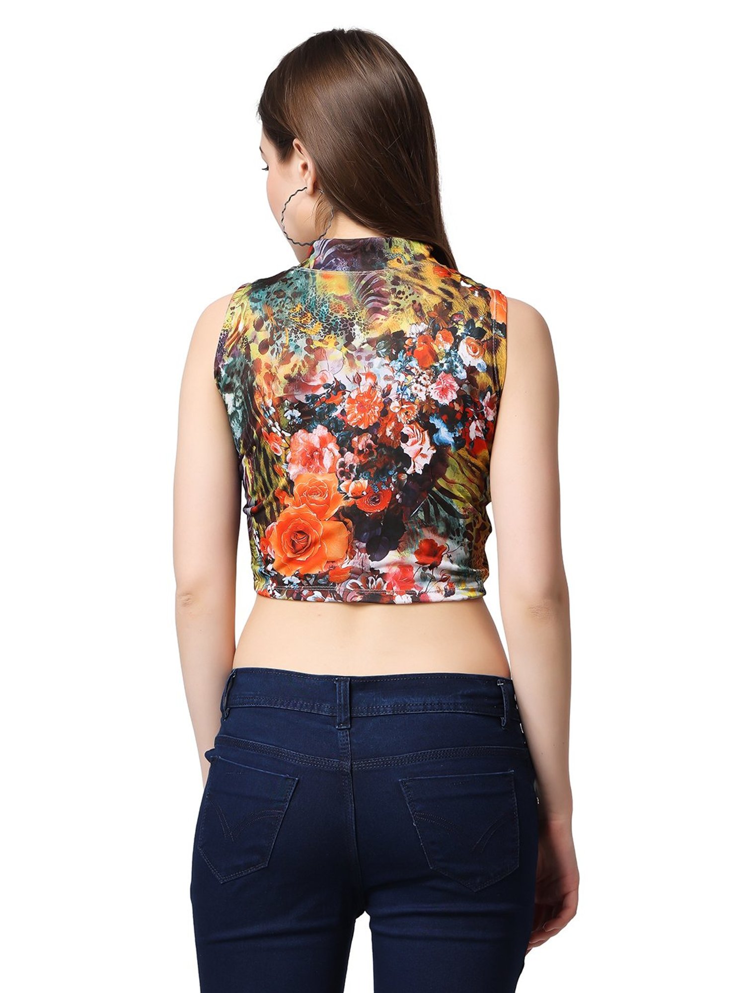 Cation Multicolor Printed Crop Top