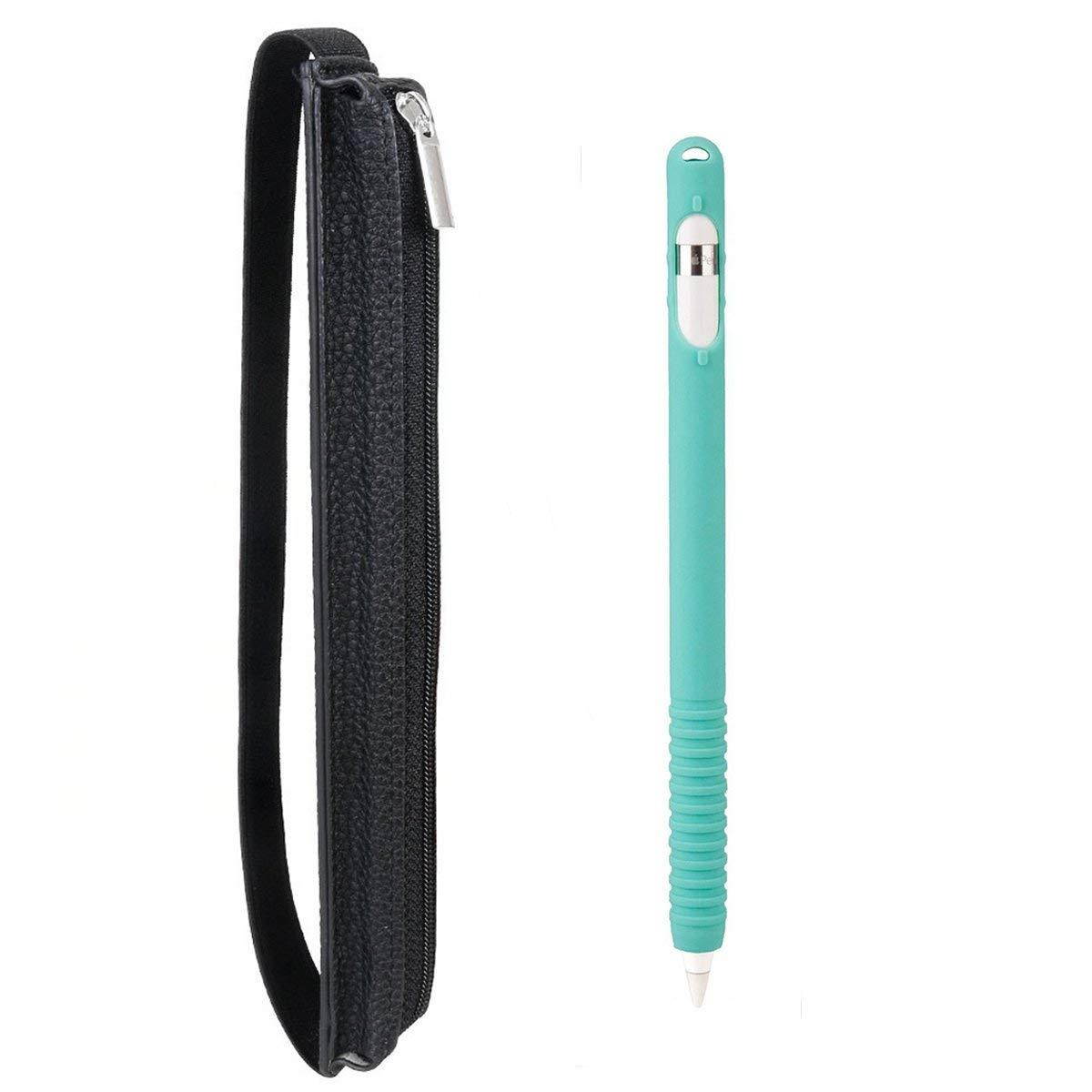 ColorCoral Case for Apple Pencil Silicone Holder Sleeve and Zippered Case with USB Adapter Pouch for Apple Pencil Compatible with iPad Pro 9.7" 10.5" 12.9" iPad 2017/2018