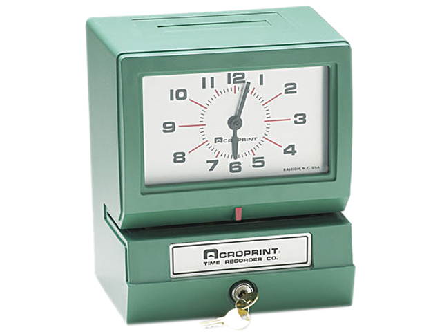 Acroprint 01-2070-400 Model 150 Analog Automatic Print Time Clock with Day/1-12 Hours/Minutes