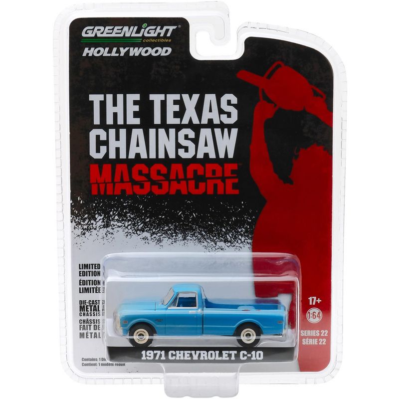 1971 Chevrolet C-10 Pickup Truck Dusty Blue "The Texas Chainsaw Massacre" 1974 Movie 1/64 Diecast Model Car Greenlight