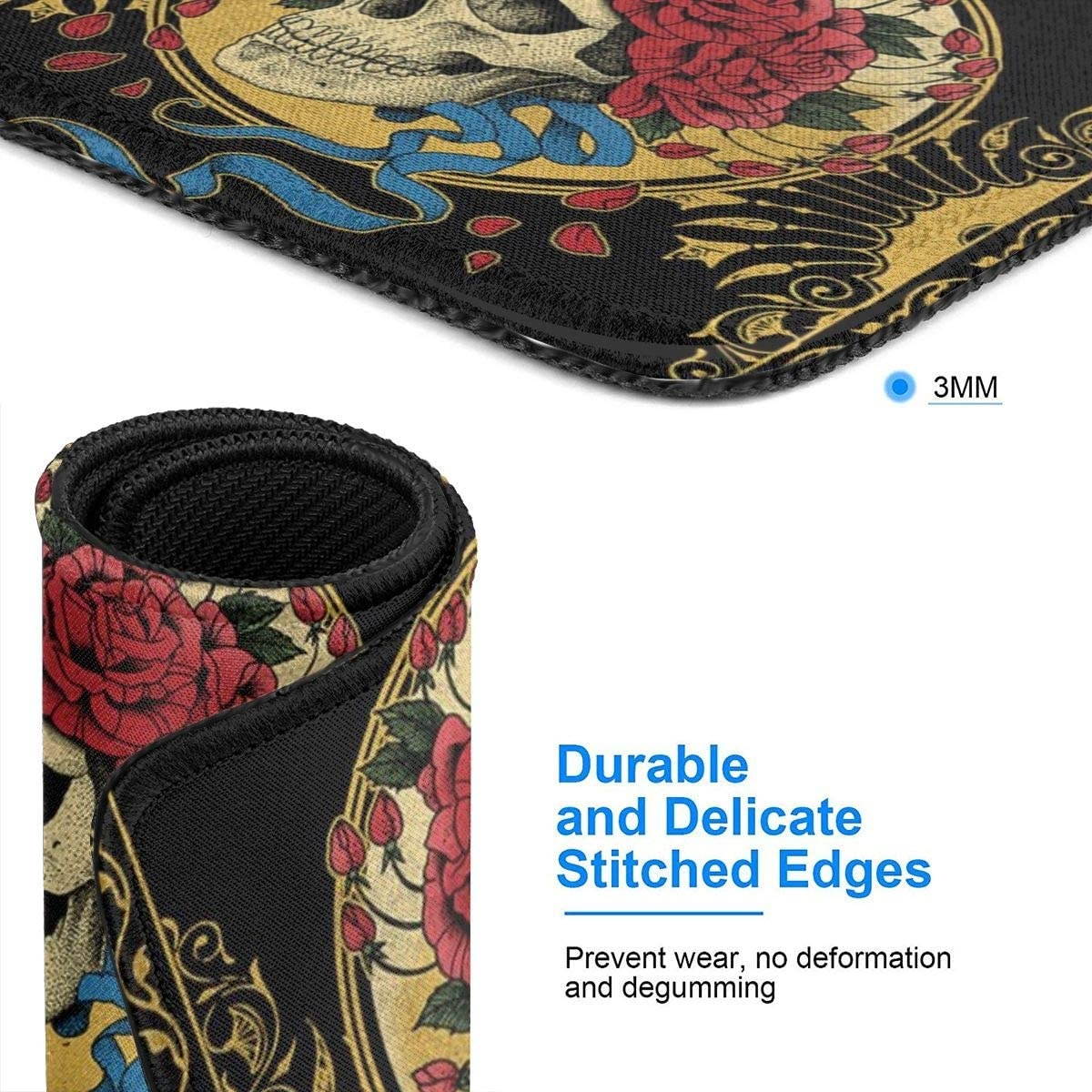 Grate Ful Skull Gaming Mouse Pad, Anti Slip Natural Rubber Mouse Mat for Desktops, Computer, Pc and Laptops Cool Mousepad for Working or Game - Grate-ful Dead 7.1x8.7 inches/11.8x9.85 inches