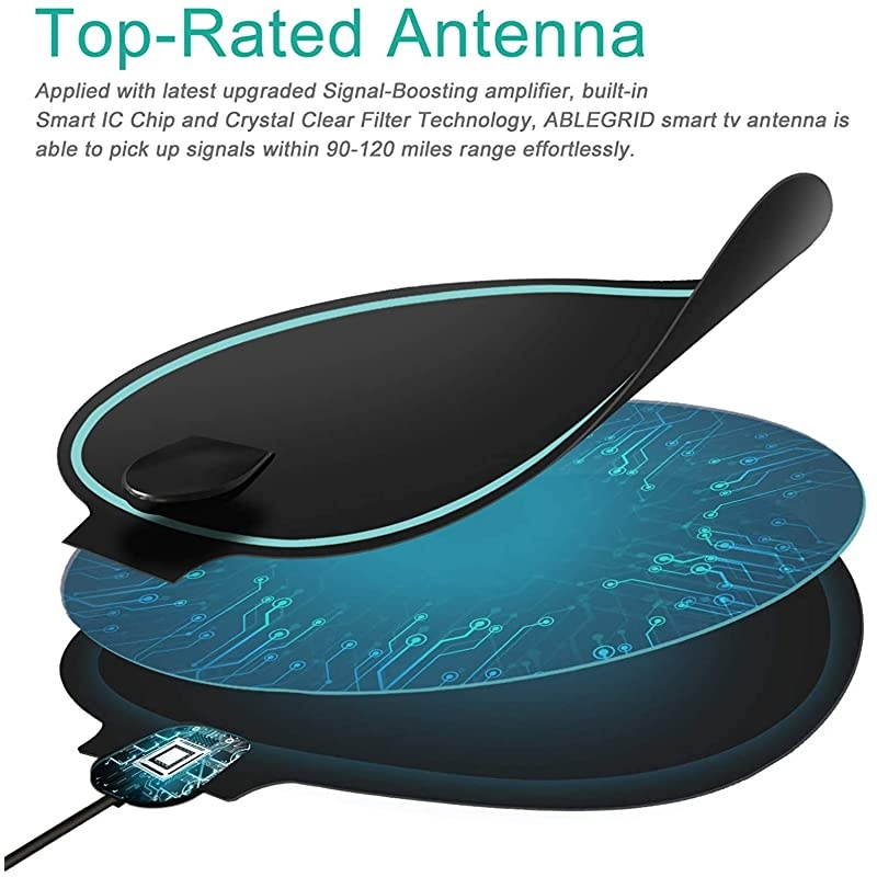 Antenna 2020 Updated Amplified HD Digital Indoor Antenna Aerial 120150 Miles Range 4K 1080P HD VHF UHF for Local Channels 18FT Premium Coaxial Cable
