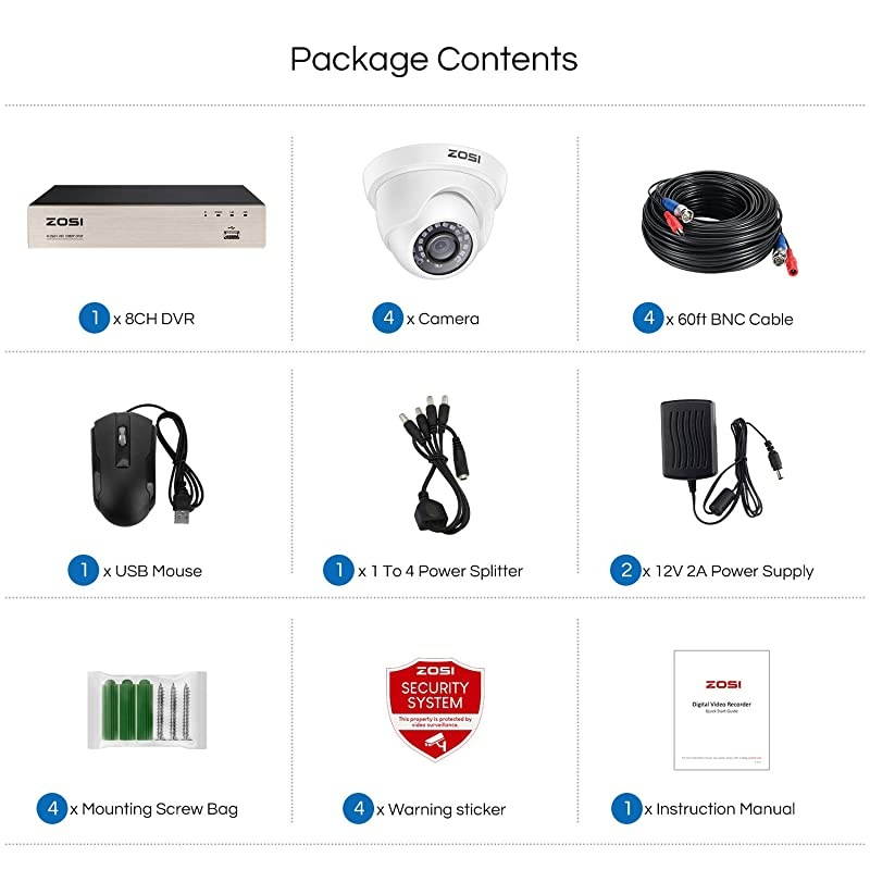 Security Cameras System with 1TB Hard DriveH265+ 5MP Lite 8Channel HDTVI DVR Recorder and 4pcs 1080P HD 1920TVL Indoor Outdoor Surveillance CCTV Dome Cameras with Night VisionRemote Access