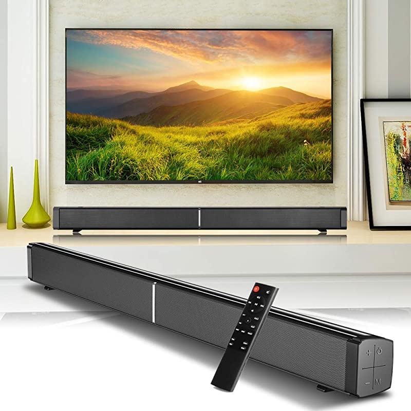 Sound Bar 20 Channel Home Theater Sound Bar with Builtin Subwoofer Wired and Wireless Bluetooth 50 Audio Speaker 32 Inch 60W DSP Bass AdjustableWall Mountable