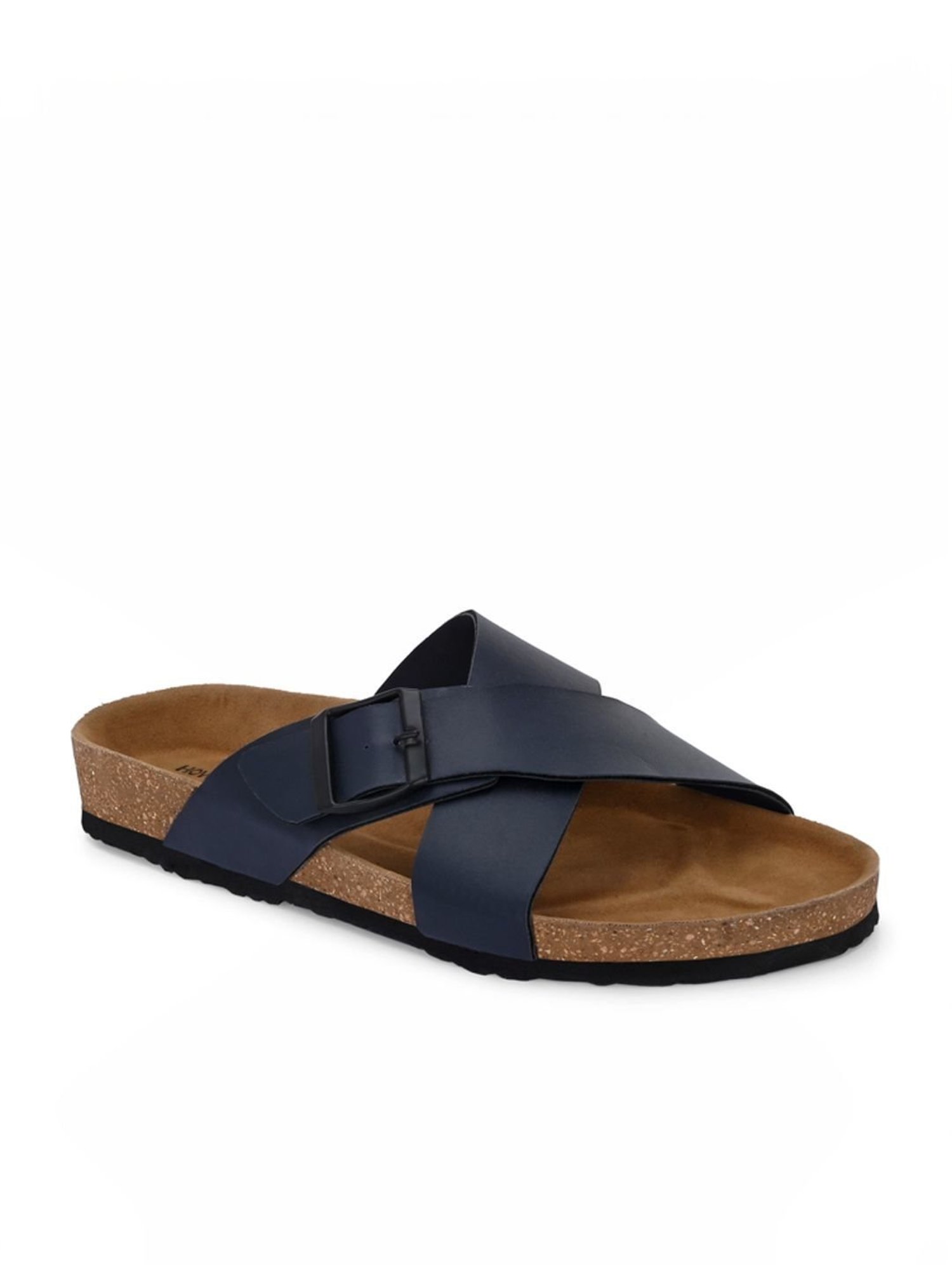 Hoversole Men's Navy Cork Cross Strap Sandals