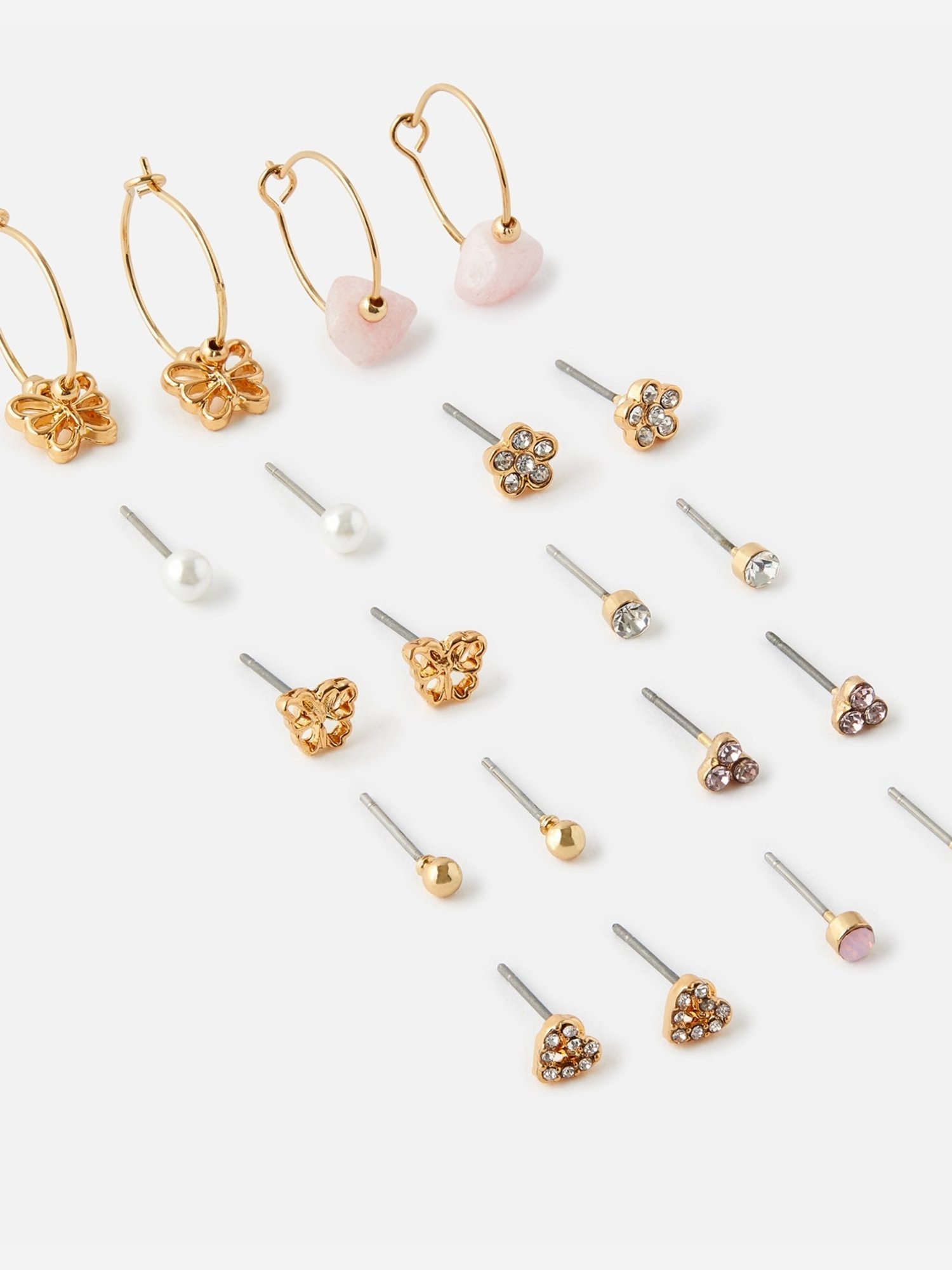 Accessorize London Golden Butterfly Stud & Hoop Earrings - Set of 10