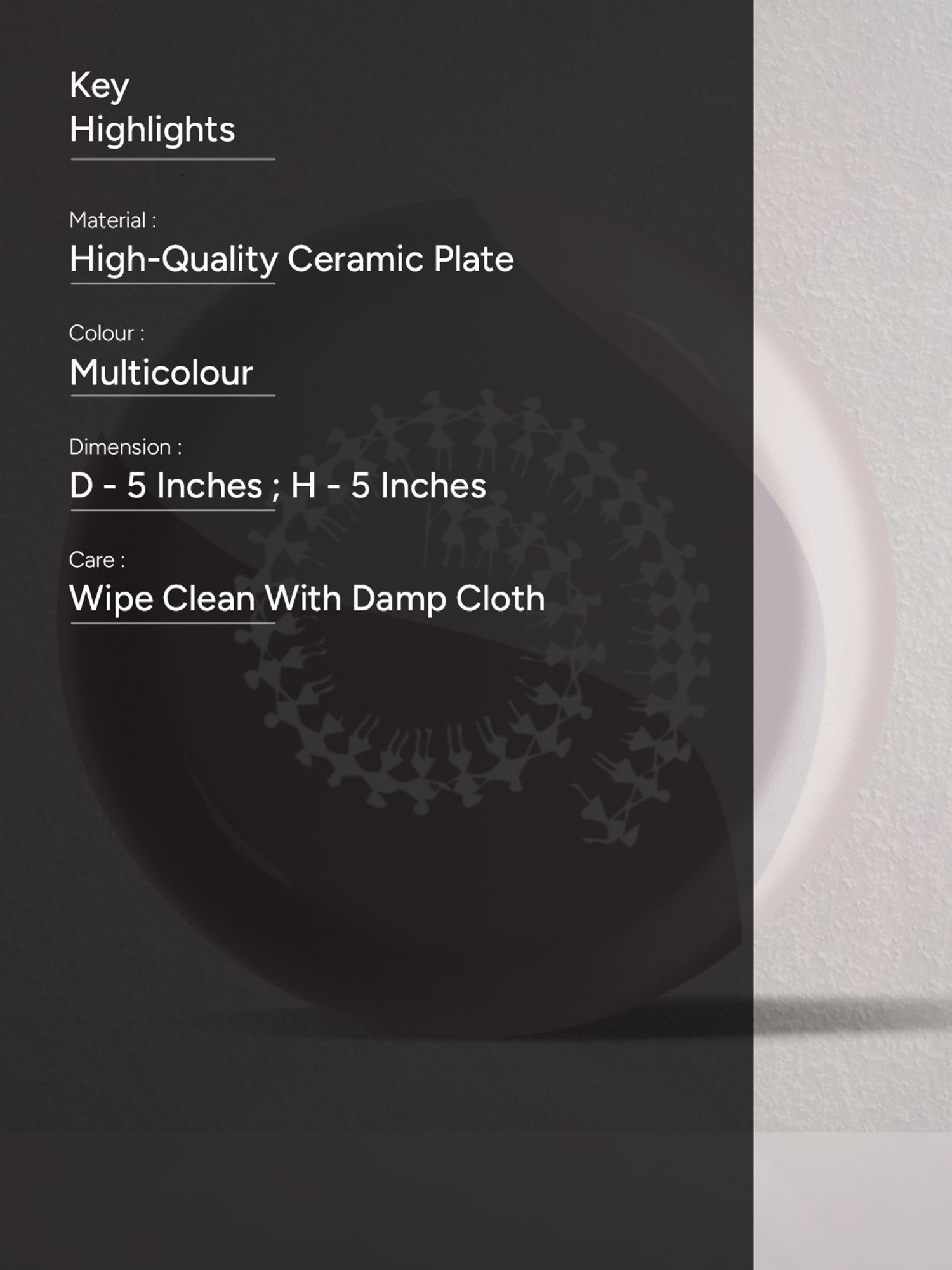 Nestroots Modern Warli Floral Multicolor Porcelain Wall Plate