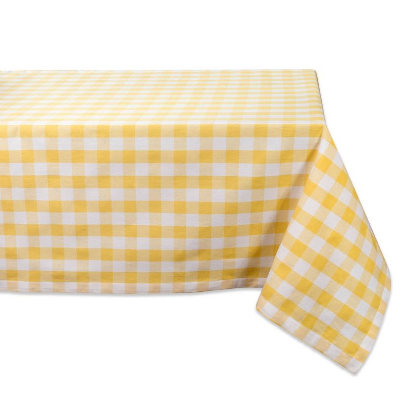 52" x 52" Cotton Checkers Kitchen Tablecloth Yellow/White - Design Imports