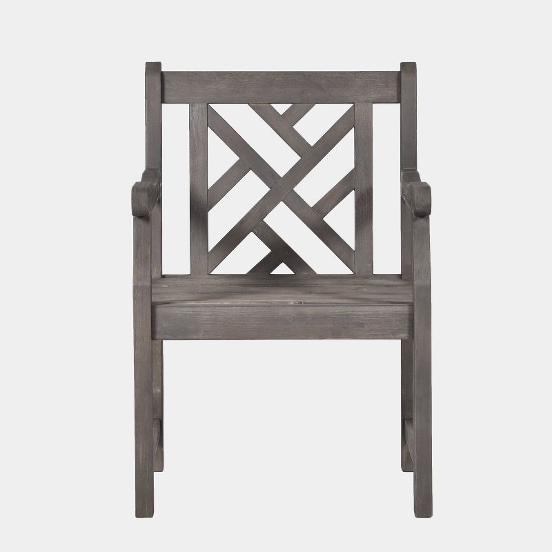 Renaissance 5pc Wood Outdoor Patio Stacking Dining Set - Gray - Vifah