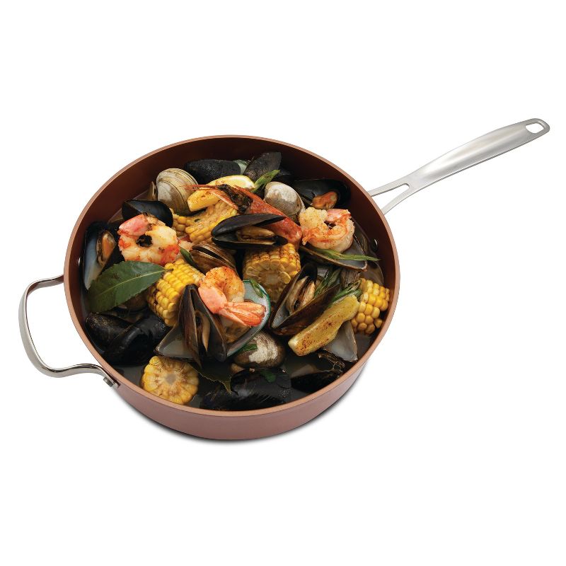 NuWave Copper 4 Quart Duralon Ceramic Everyday Pan with Lid