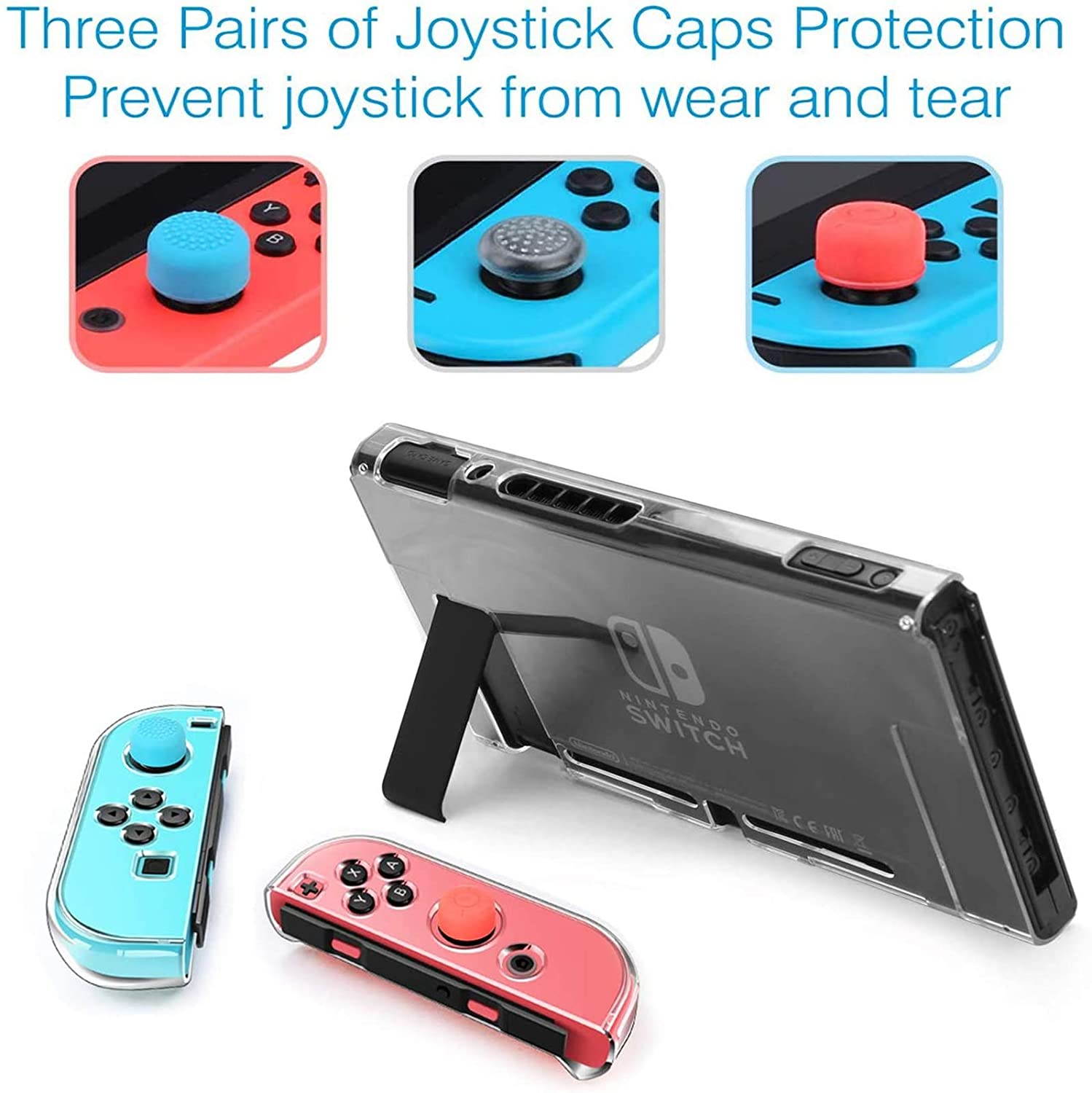 HEYSTOP Switch Carrying Case for Nintendo Switch Case with Screen Protector, 9 in 1 Nintendo Switch Accessories Kit and 6 Pcs Thumb Grip, Nintendo Switch Protective Case