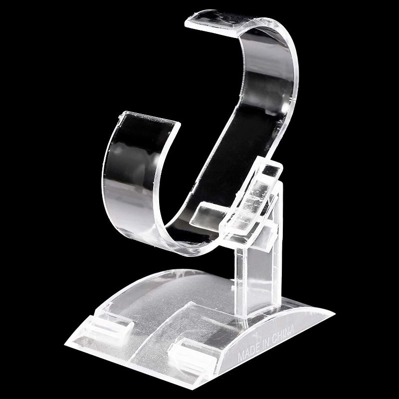 24-Pack Watch Jewelry Bracelet Wrist Display Stands Holder Rack Showcase, Clear Plastic 3.7" Tall