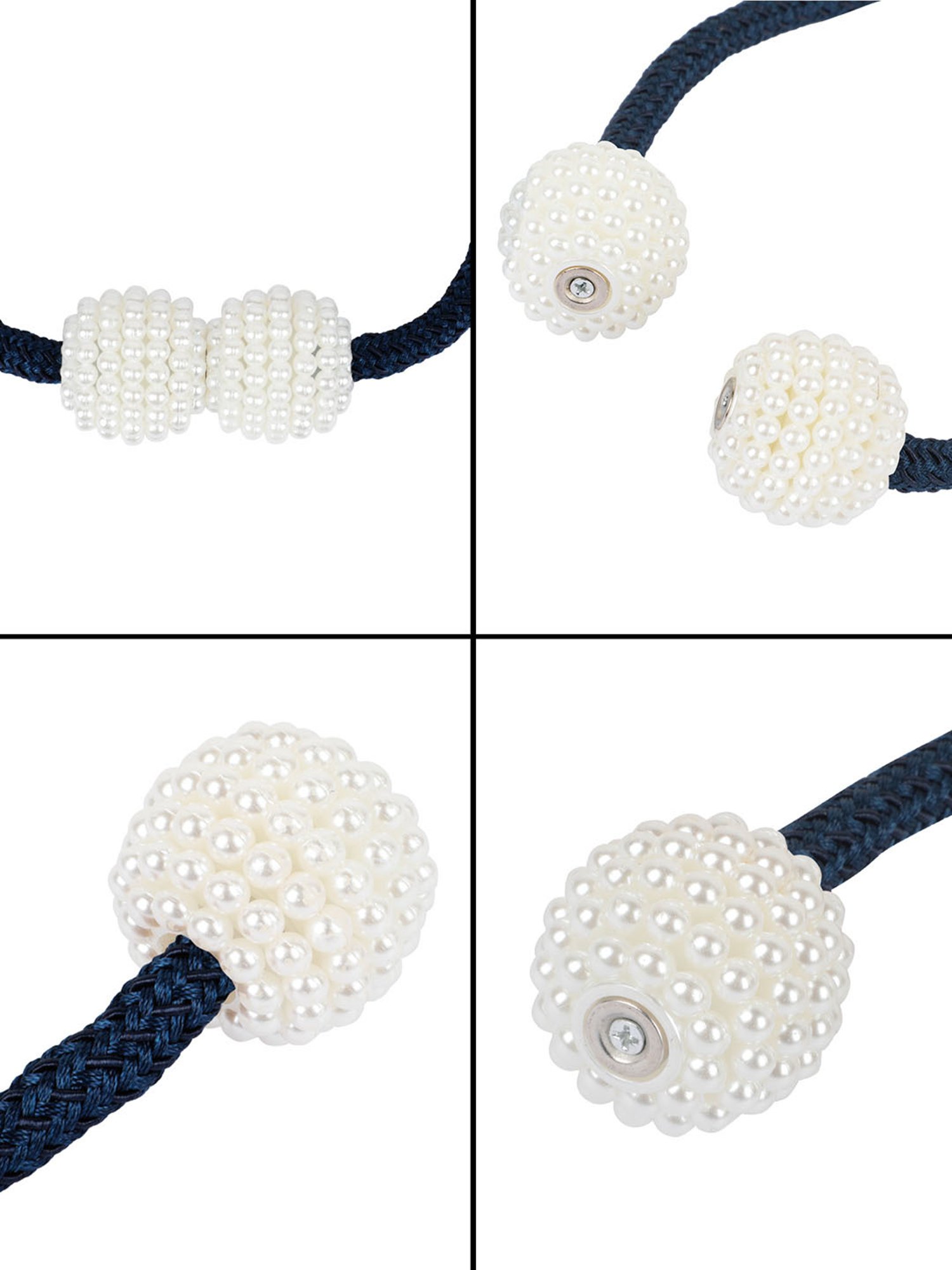 Romee Blue Polyester Solid Curtain Tie and Hold Backs