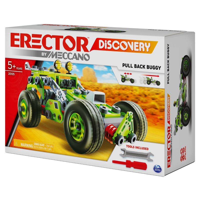 Erector by Meccano Discovery  3-in-1 Deluxe Pull-Back Buggy STEAM Model Building Kit,