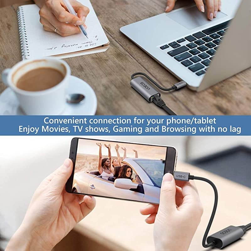 USB C to Ethernet Adapter USB C to RJ45 LAN Gigabit Ethernet Network 101001000 MbpsCompatible with Mac BookMacBook AirSamsungand More Typec Device Ethernet to USB C