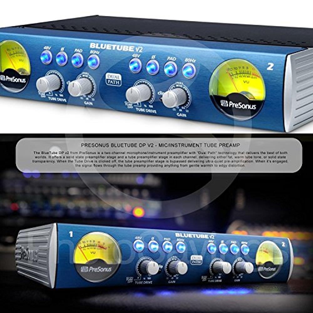 PreSonus BlueTube DP V2 2-channel Mic/Instrument Tube Preamp and Accessory Bundle w/ Samson Q6 Mic + Home Recording for Musicians for Dummies + More
