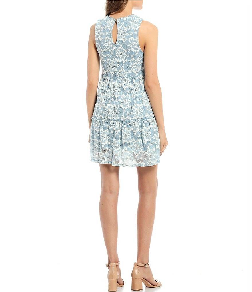 B. Darlin Sleeveless Lurex Striped Tiered Trapeze Dress