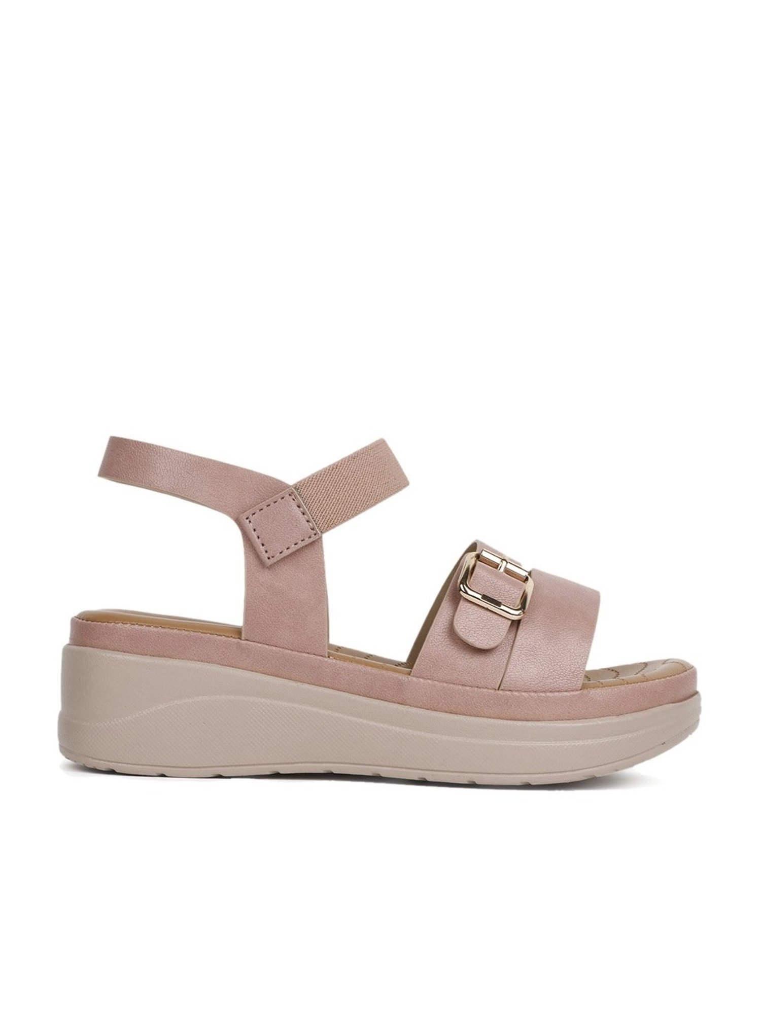 Iconics Women's Peach Ankle Strap Wedges
